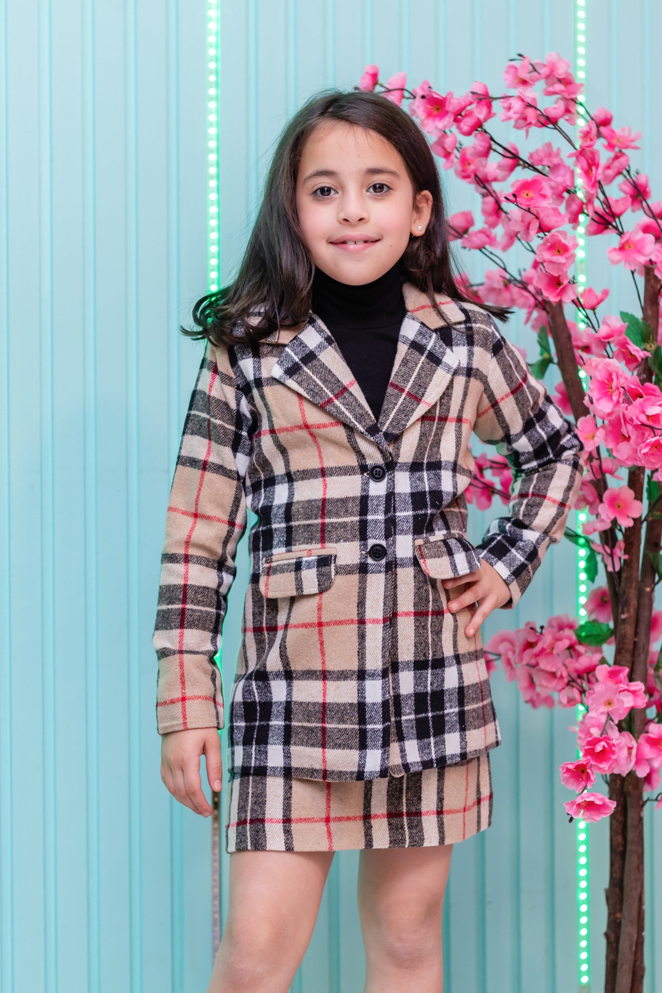 plaid wool jacket and skirt for a polished and stylish look