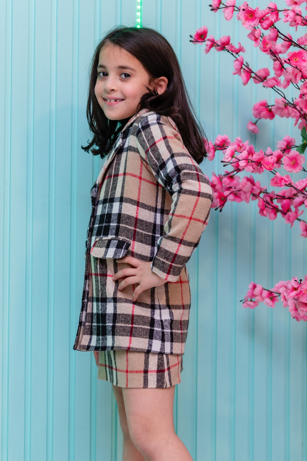 plaid wool jacket and skirt for a polished and stylish look